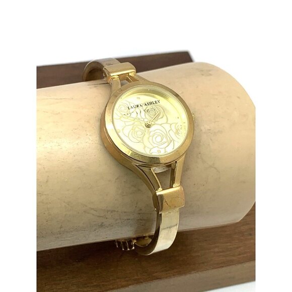 Laura Ashley Women\'s Watch LA31019 Floral Dial Quartz 27mm Gold Steel Ba…